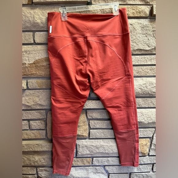 Zella Autumn High Waist Moto Ankle Leggings Coral Orange Mesh XL - Picture 3 of 11
